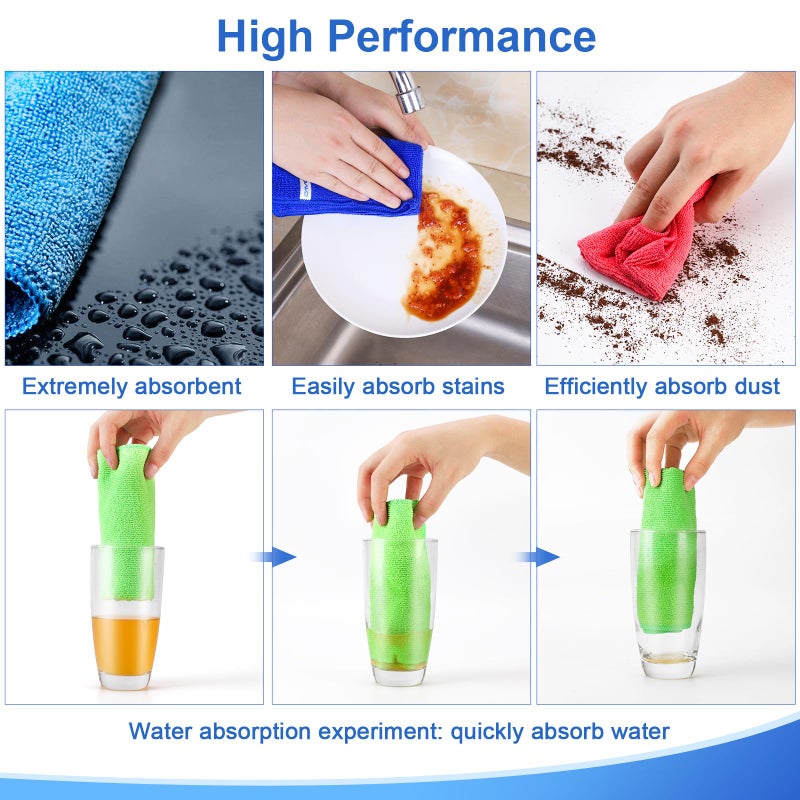 ovwo 12Pcs Premium Microfiber Cleaning Cloth, Highly Absorbent Household Cleaning Supplies - for Kitchen Towels, Dish Cloths, Dust Rag - Image 4
